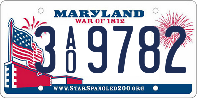 MD license plate 3AO9782