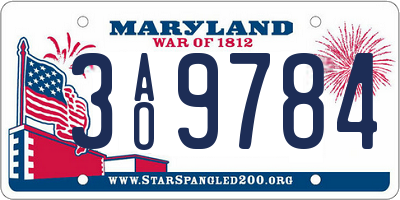 MD license plate 3AO9784