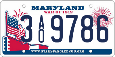MD license plate 3AO9786
