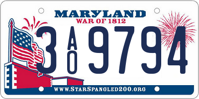 MD license plate 3AO9794