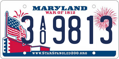 MD license plate 3AO9813