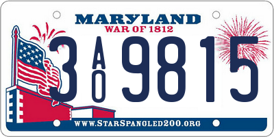 MD license plate 3AO9815