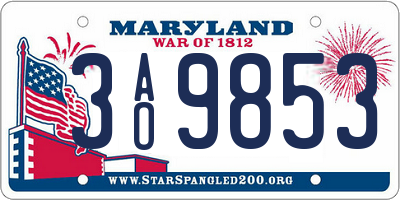 MD license plate 3AO9853