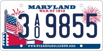 MD license plate 3AO9855