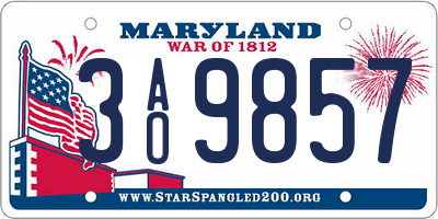 MD license plate 3AO9857