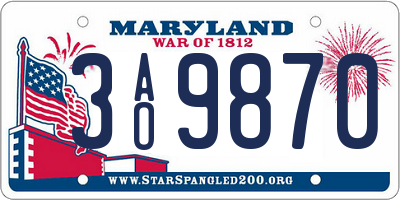 MD license plate 3AO9870