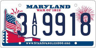 MD license plate 3AO9918