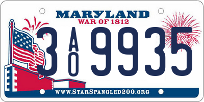 MD license plate 3AO9935