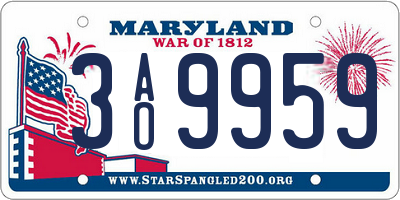 MD license plate 3AO9959