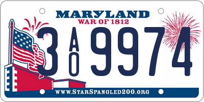 MD license plate 3AO9974