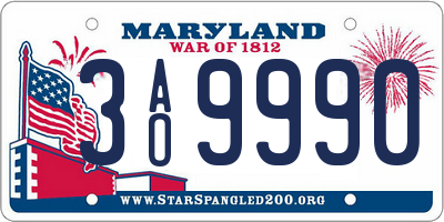 MD license plate 3AO9990