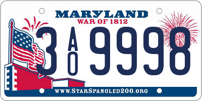 MD license plate 3AO9998
