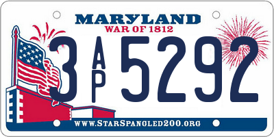 MD license plate 3AP5292