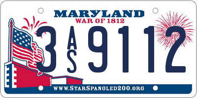MD license plate 3AS9112