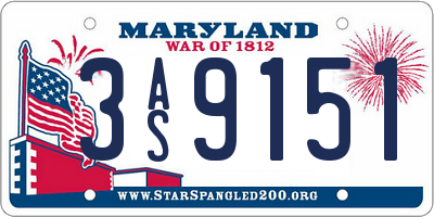 MD license plate 3AS9151