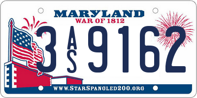 MD license plate 3AS9162