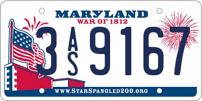 MD license plate 3AS9167