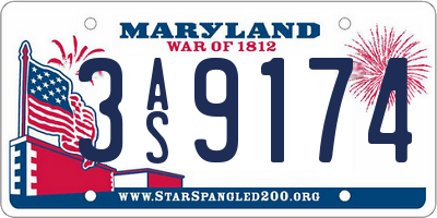 MD license plate 3AS9174