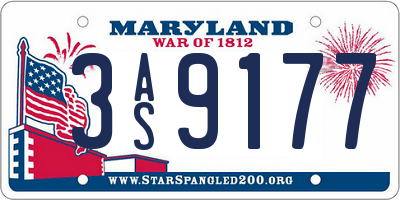 MD license plate 3AS9177