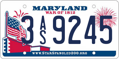 MD license plate 3AS9245