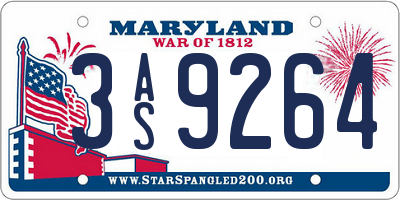 MD license plate 3AS9264