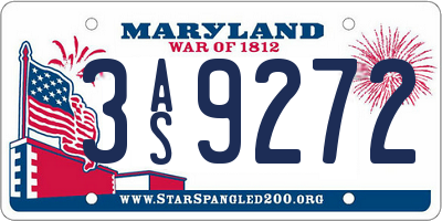 MD license plate 3AS9272