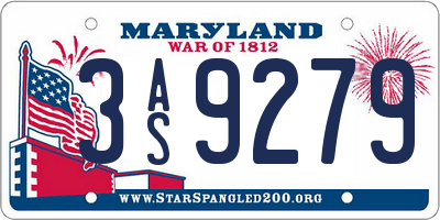 MD license plate 3AS9279