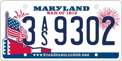 MD license plate 3AS9302