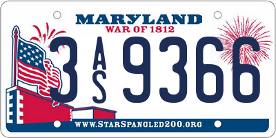 MD license plate 3AS9366