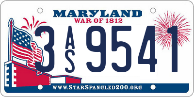MD license plate 3AS9541
