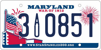 MD license plate 3AU0851