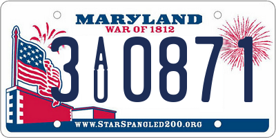 MD license plate 3AU0871