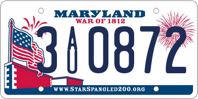 MD license plate 3AU0872