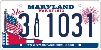 MD license plate 3AU1031
