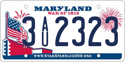 MD license plate 3AU2323