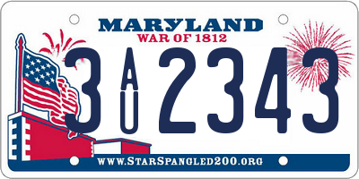 MD license plate 3AU2343