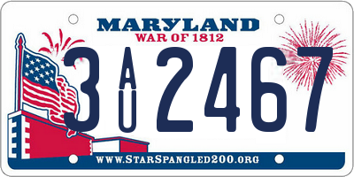 MD license plate 3AU2467