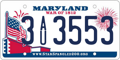 MD license plate 3AU3553