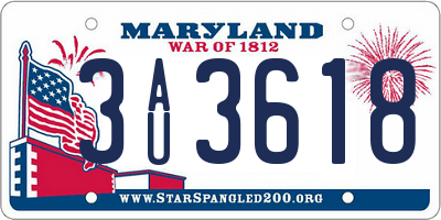 MD license plate 3AU3618