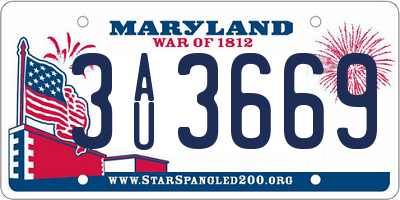 MD license plate 3AU3669