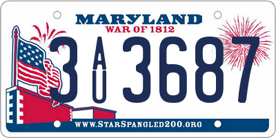MD license plate 3AU3687