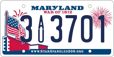 MD license plate 3AU3701