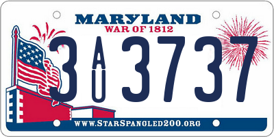 MD license plate 3AU3737
