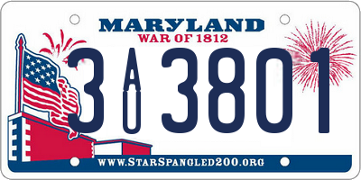 MD license plate 3AU3801