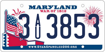 MD license plate 3AU3853