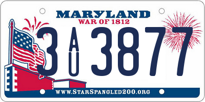 MD license plate 3AU3877