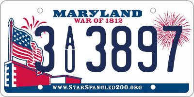 MD license plate 3AU3897