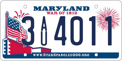 MD license plate 3AU4011