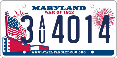 MD license plate 3AU4014