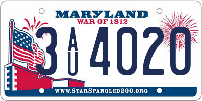 MD license plate 3AU4020